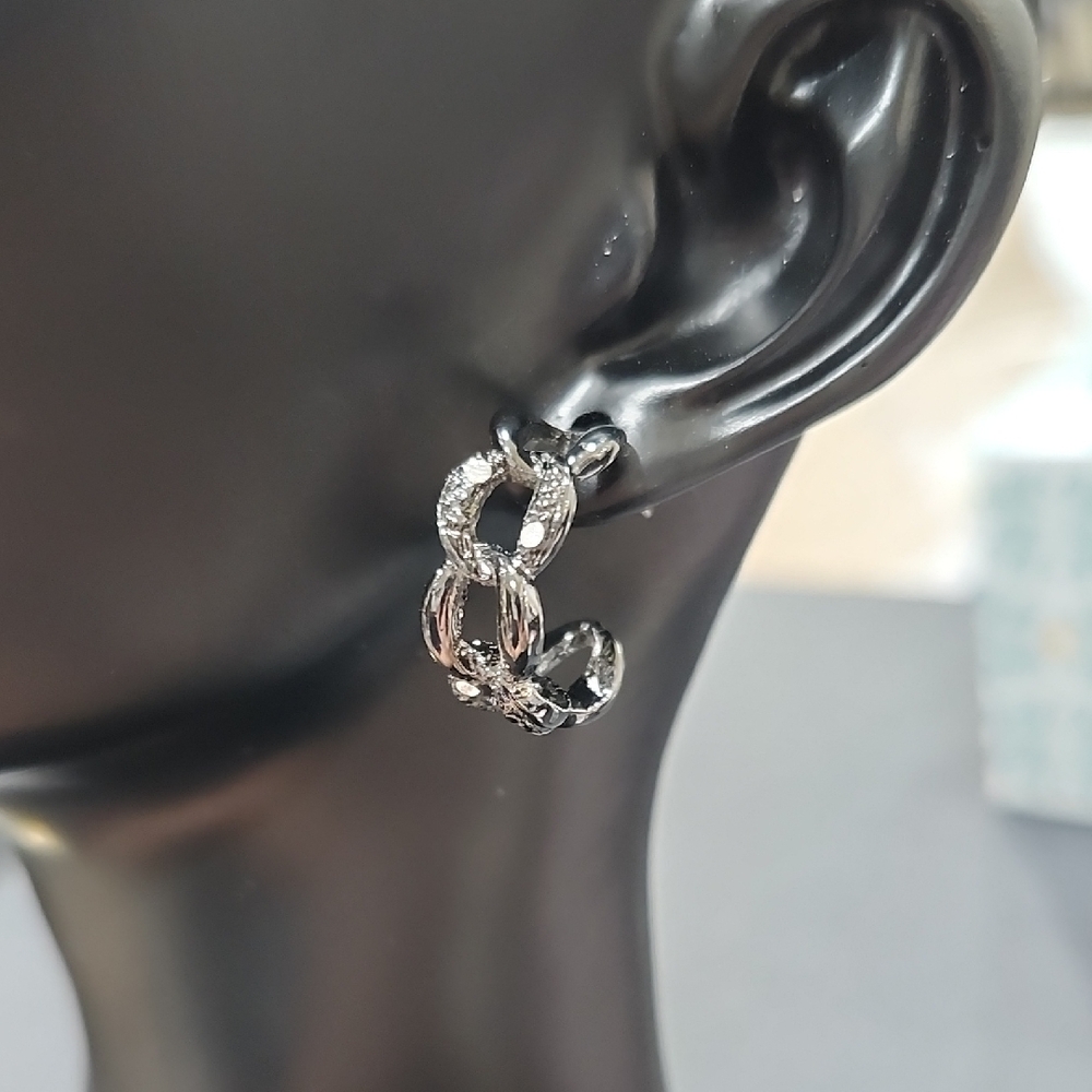 VINTAGE NINA RICCI for AVON HOOP EARRINGS with RHINESTONE ACCENTS - Picture 1 of 4